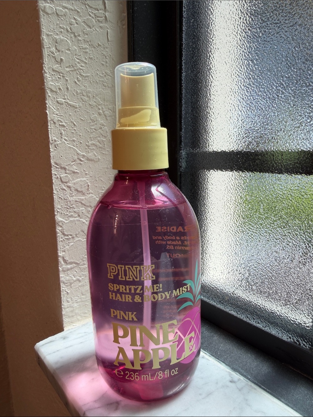 PINK Victoria's Secret Pineapple Hair & Body Mist - Pink with Yellow Cap